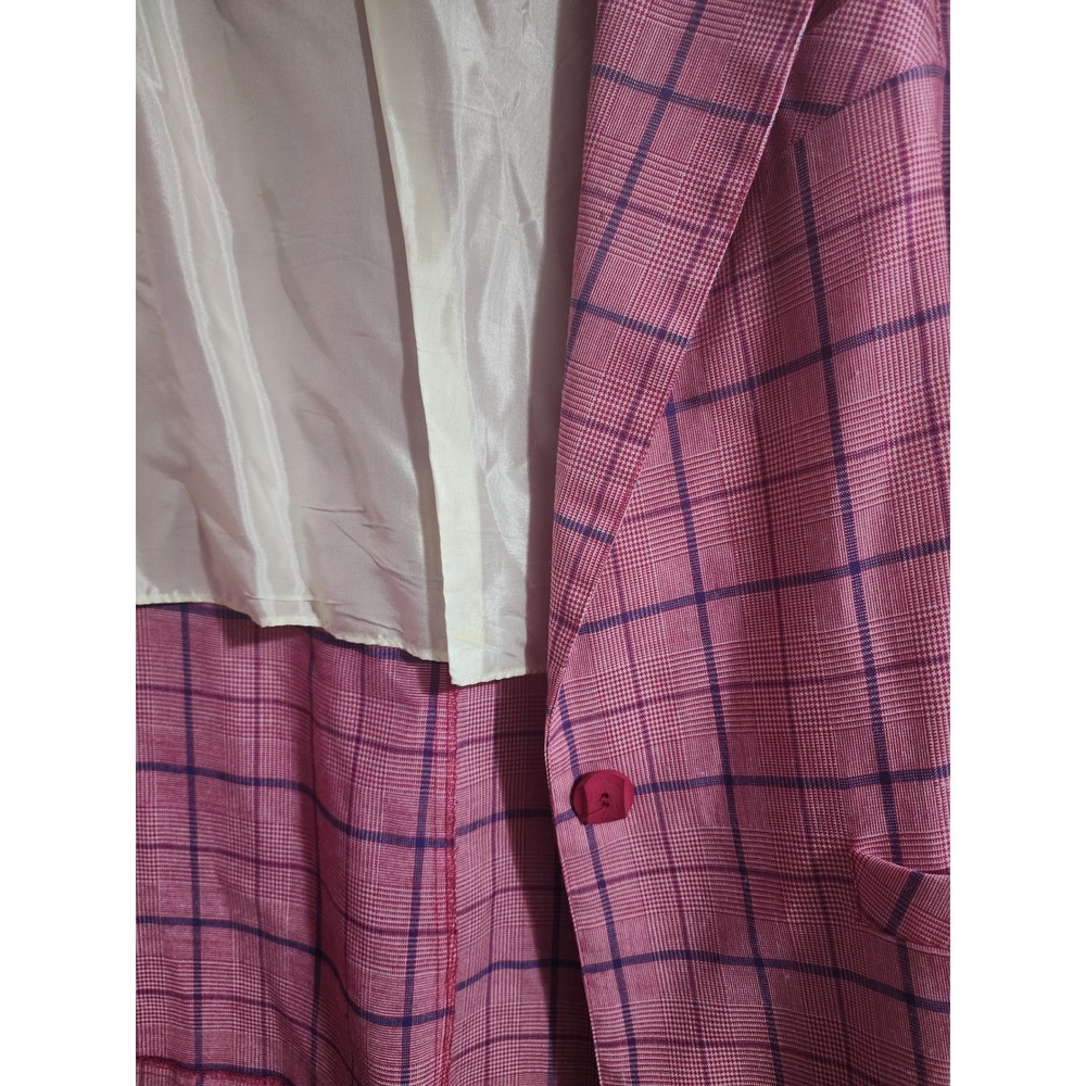 Vintage Chad II Mens Pink Purple Plaid Blazer Jacket Made in USA Size L 3125 - Picture 4 of 9